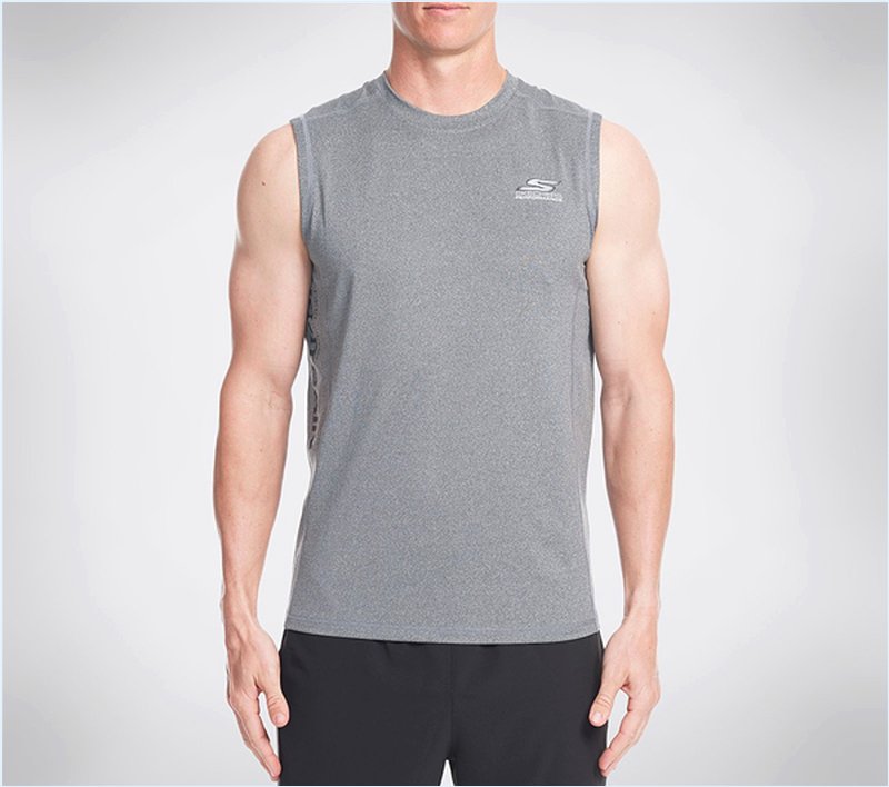 Men Vista Sleeveless Tech Tee Shirt Gray